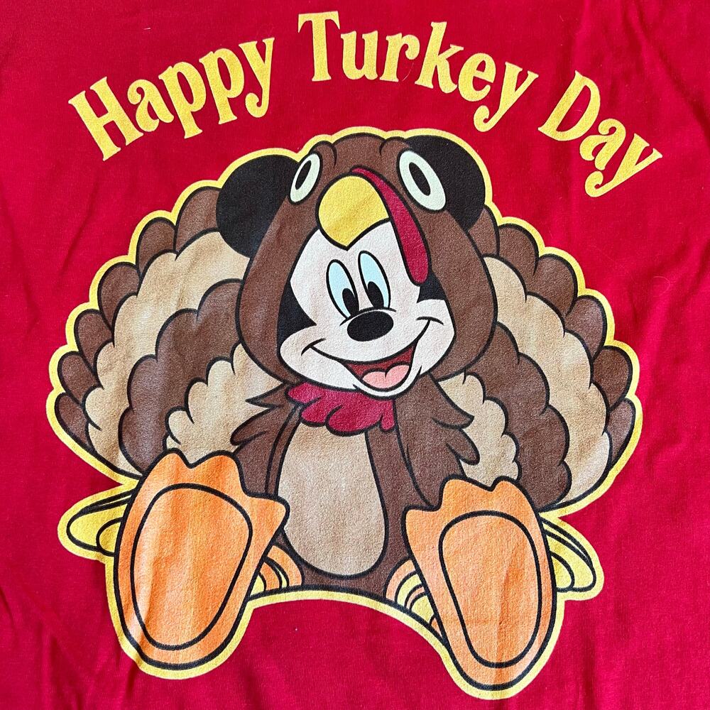 Disney Mickey Mouse Happy Turkey Day Thanksgiving T-Shirt Youth Large - Picture 3 of 6
